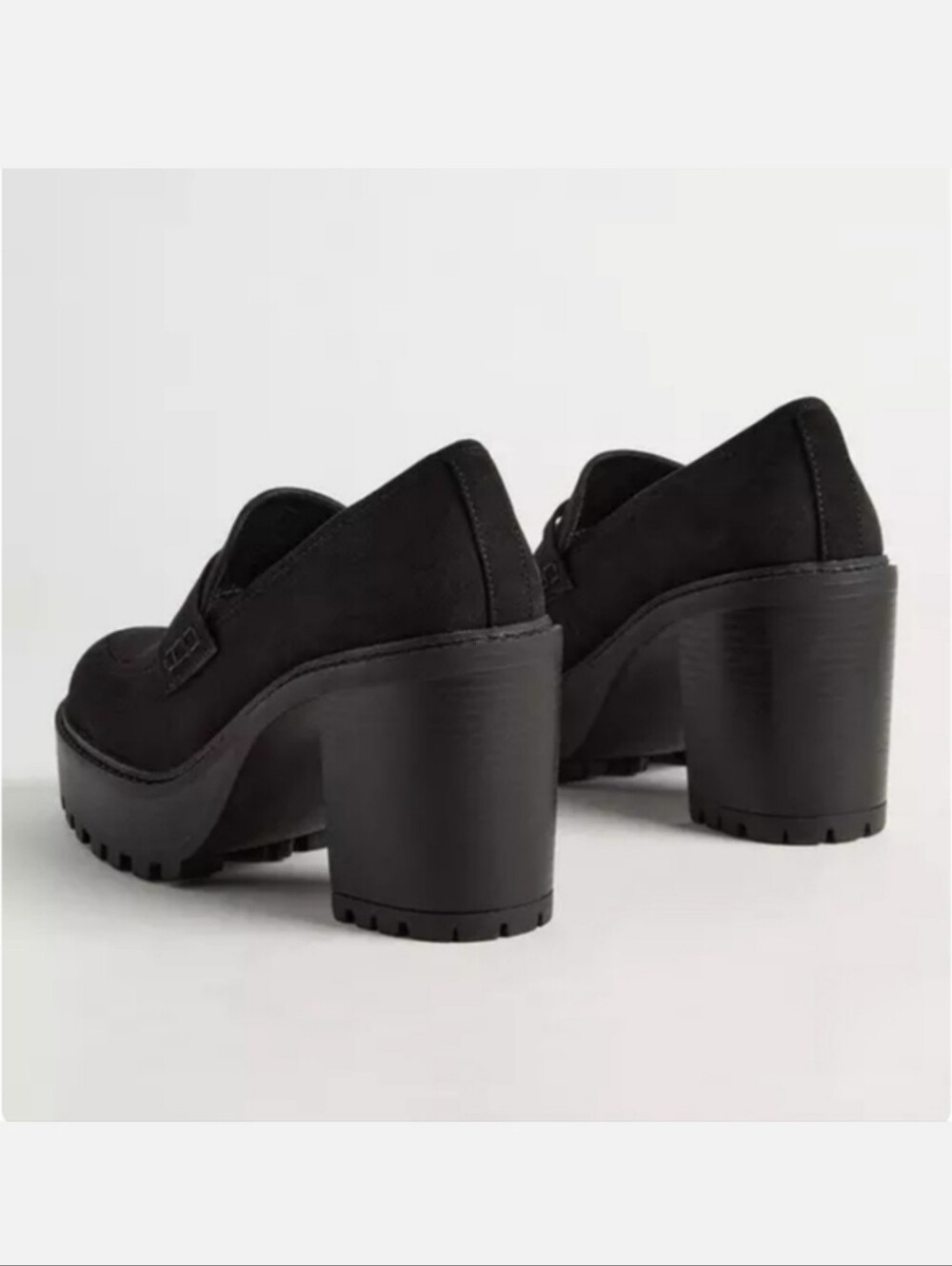 NWOT torrid Black Faux Suede Platform Chunky Heel Loafers - Picture 3 of 11